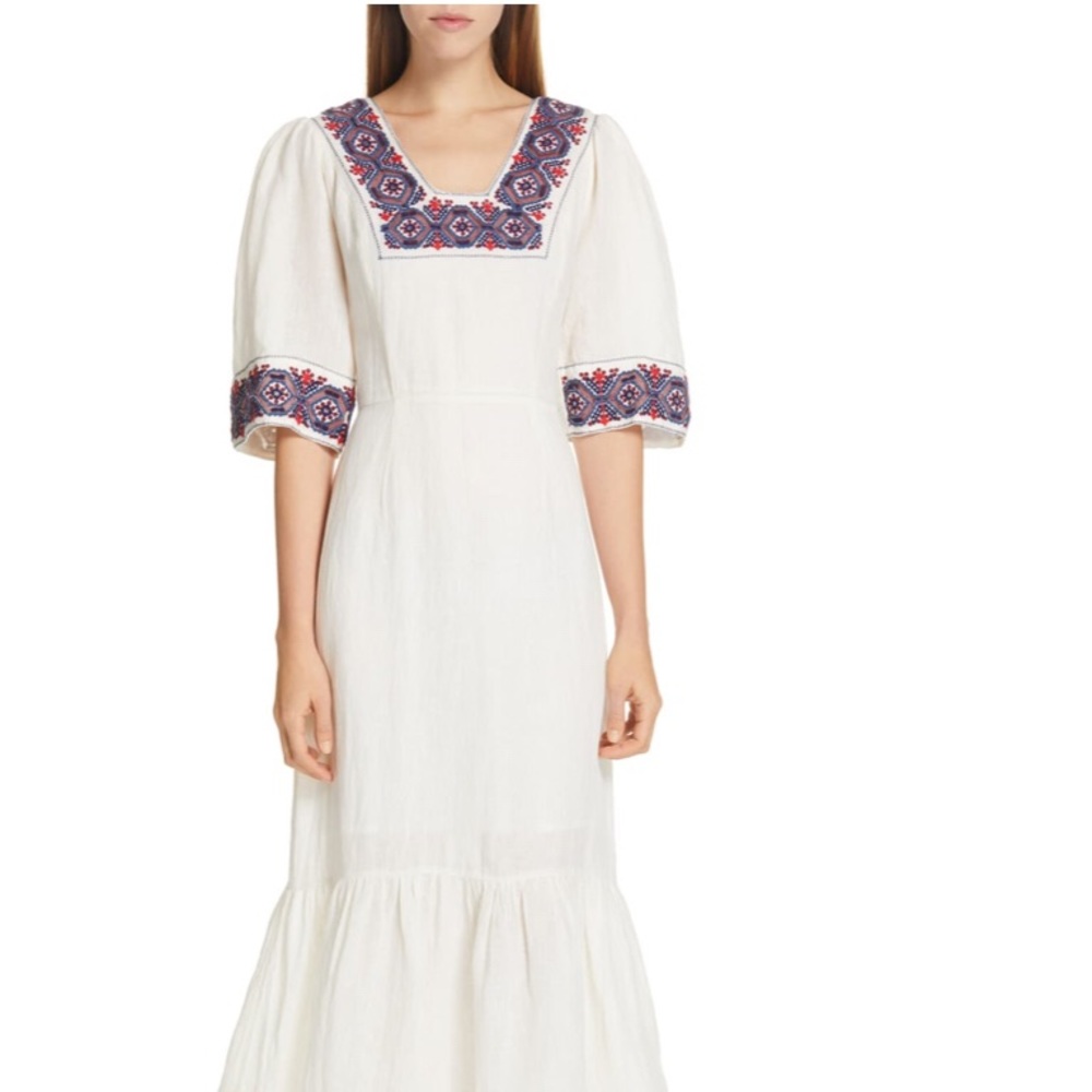 Sea New York Leah Puffed Sleeve Embroidered Dress